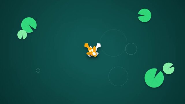 1080p 10s Seamless Loop Minimalist Top Down View Zen Koi Fish Pond Swimming Wildlife Background