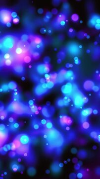 Floating purple and blue light spheres drift vertically in an atmospheric 3D animation symbolizing dream states and subconscious thoughts