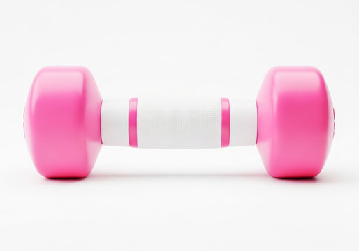Small pink and white dumbbell for fitness and exercise