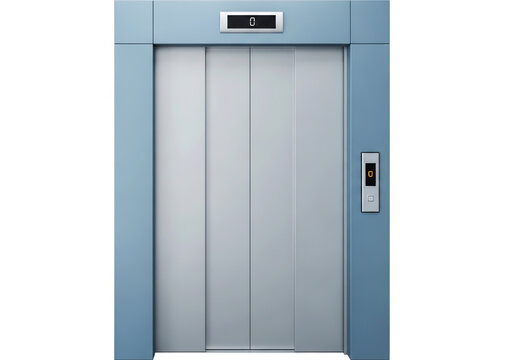 Modern metal elevator doors with closed entrance