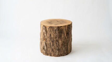 Naklejka premium Natural tree stump wooden stool