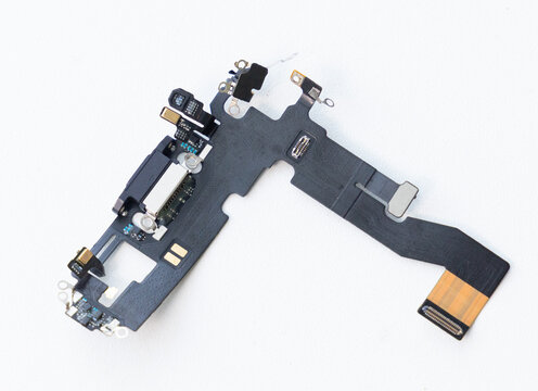 Electronic Flex Cable Component for Smartphone Repair on White Background
