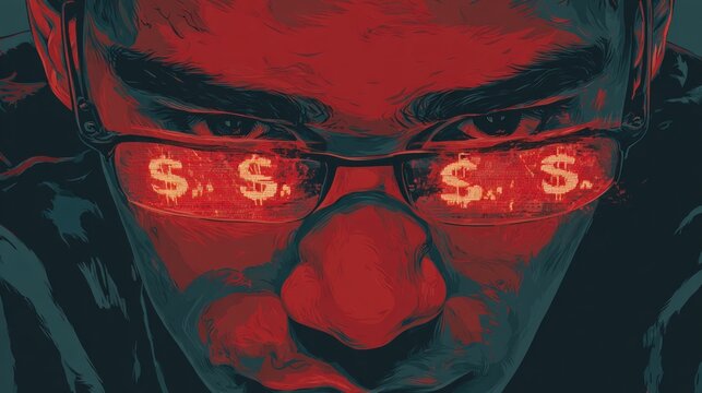 Man face with dollar sign reflection