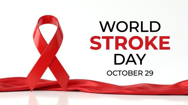World Stroke Day awareness red ribbon October 29