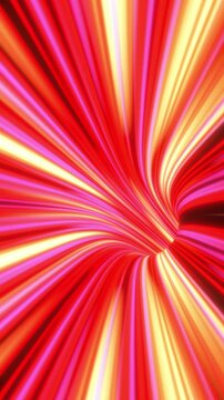 Vertical red tunnel with glowing speed lines twisting rapidly in a seamless 3D render illustrating inner turmoil and mania