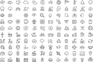 Fototapeta premium Clean Air and Air Quality Line Icons Collection