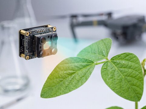 Multispectral Drone Sensor Scanning Crop Leaf for Health Data