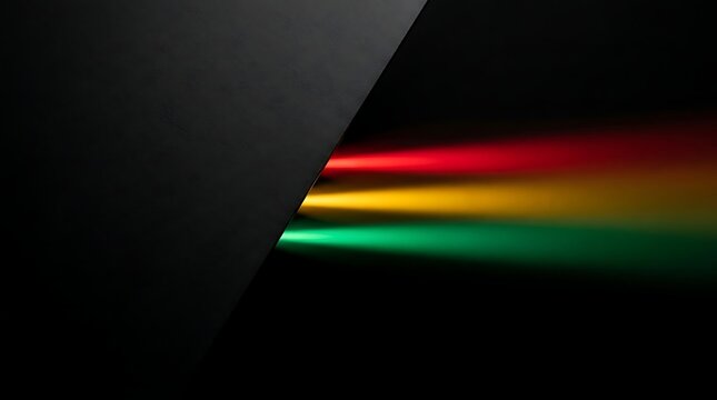 Abstract red yellow and green light beams on a dark background for black history month celebration concepts