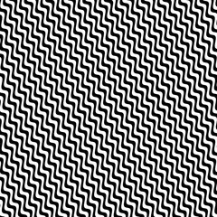 Seamless black zigzag wave pattern with thin repeating lines creating a bold monochrome geometric texture. A striking modern background suitable for wallpaper, textiles, packaging, stationery, posters © Aisy Himura