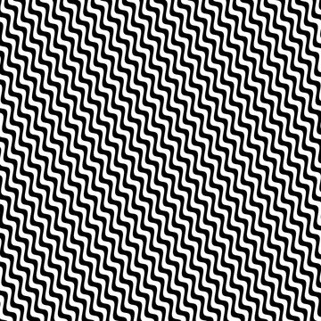 Seamless black zigzag wave pattern with thin repeating lines creating a bold monochrome geometric texture. A striking modern background suitable for wallpaper, textiles, packaging, stationery, posters