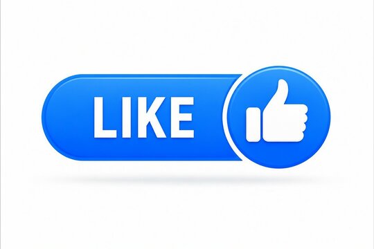 Blue like button with thumbs up icon on modern interface style