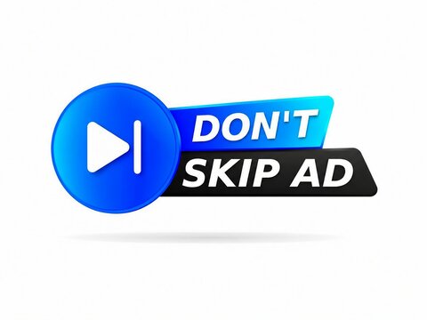Play button with don't skip ad message for video content