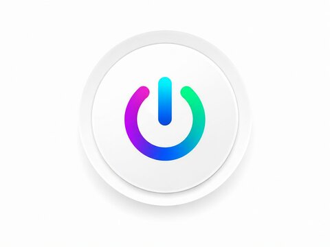Modern power button icon with gradient colors in a circular frame
