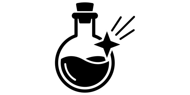 Potion bottle icon with sparkling magic liquid effects vector illustration design isolated on transparent background for game asset.