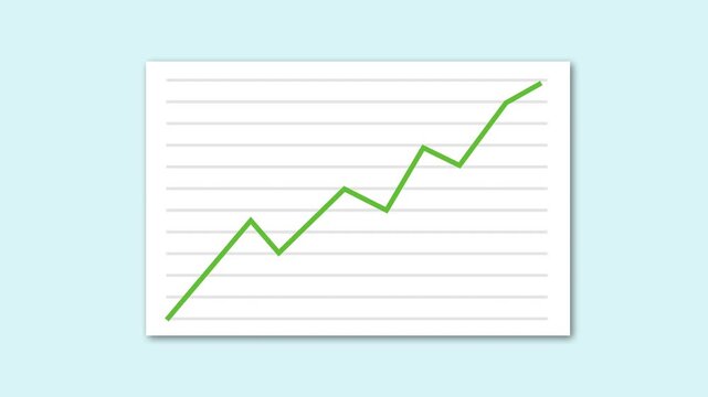 Growth up stock markets green chart 2d vector animation.