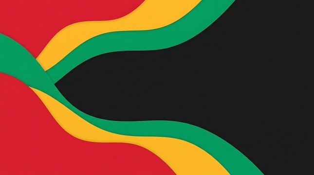 Abstract background with flowing red yellow and green waves for celebrating black history month cultural events