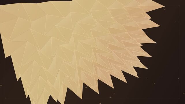 Abstract 3D geometric polygon structure unfolding and moving in a dark studio
