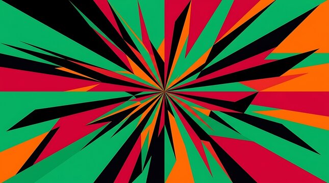 Abstract sunburst background design featuring vibrant red green and black colors for celebrating black history month themes