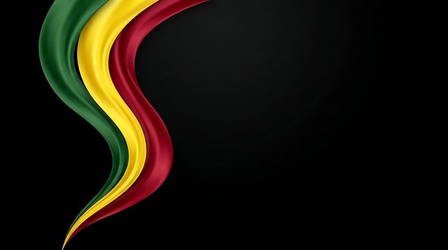 Abstract background with flowing red yellow and green waves celebrating the spirit of black history month