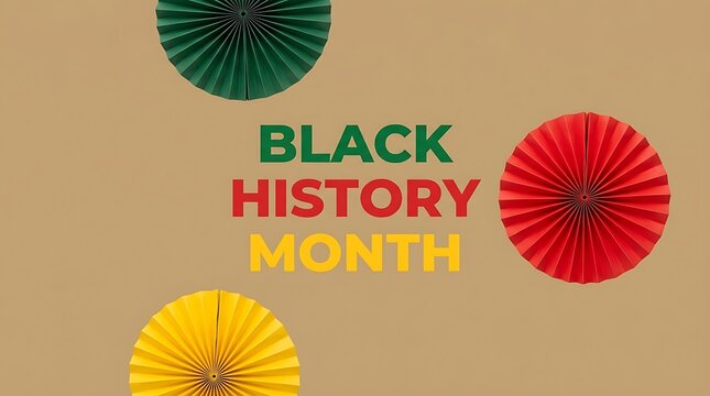 Decorative paper fans in pan african colors celebrating the annual cultural event of black history month in february