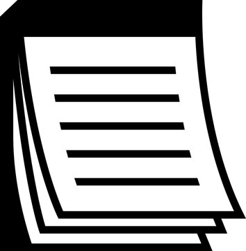 Document Paper Icon PNG with Black Outline and Horizontal Text Lines Representing a Written Sheet Isolated on Transparent Background
