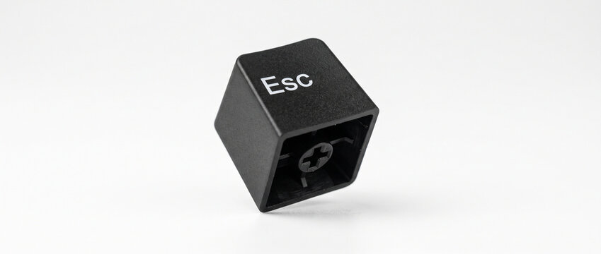Black Esc Keyboard Key Isolated with Visible Mechanical Mount on White Background