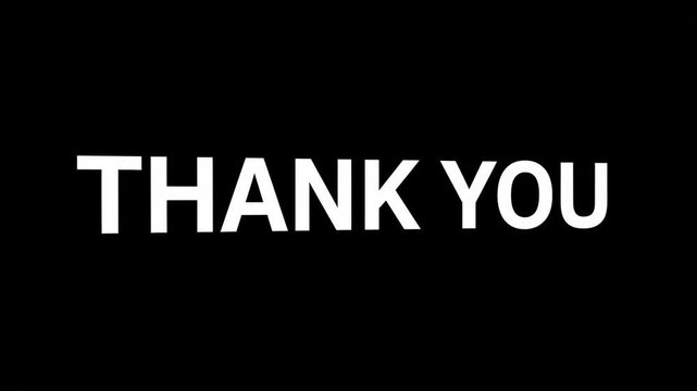 Minimalist thank you message in bold white typography on a solid black background.