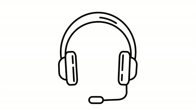 Headphones animated icon featuring customer service headset lines