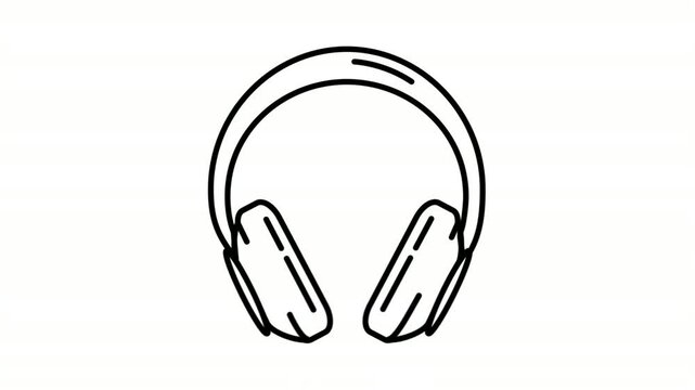 Headphones animated icon showing over-ear music gear with sound waves outline