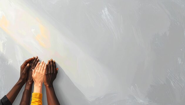 Chalkboard Drawing of Unity with Handwritten Social Connection Concept and Collaborative Community Message on Soft Gray Background
