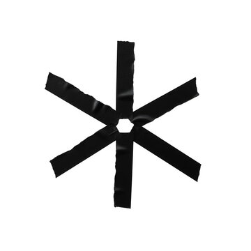 Black asterisk symbol made of adhesive tape strips