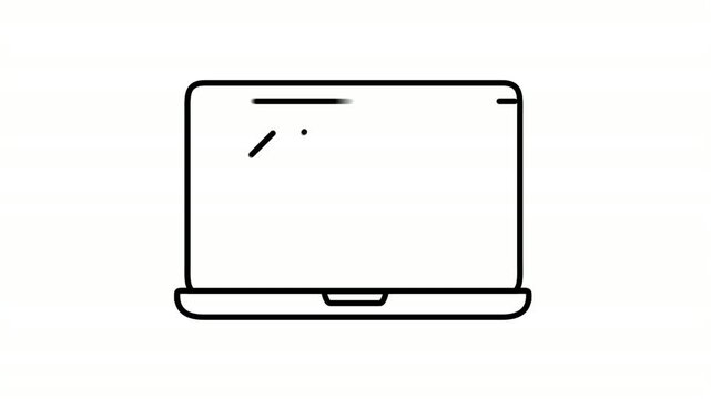 Laptop animated icon featuring mobile computer device lines