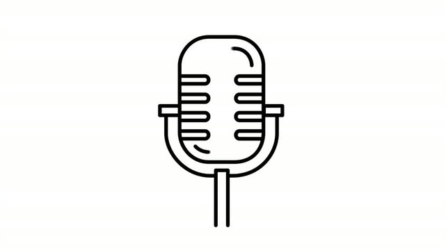 microphone animated icon showing vintage studio mic equipment outline