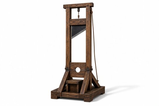 Historic Wooden Execution Device With Blade And Hole