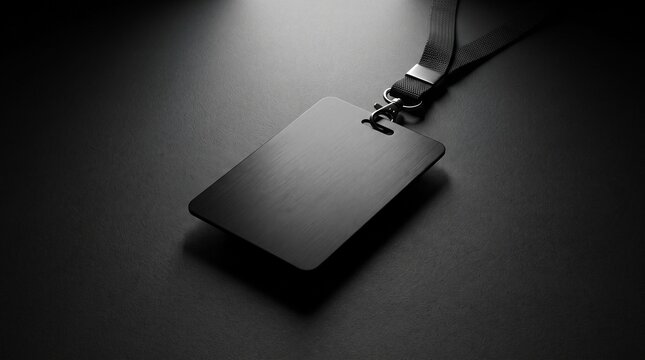 Black Metal Identification Badge with Black Lanyard