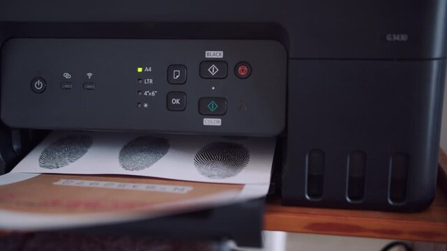 Printer Producing Fingerprint Identification Document