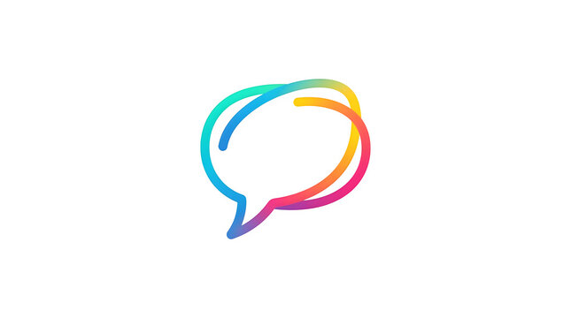 Colorful speech bubble logo design with overlapping lines isolated on transparent background
