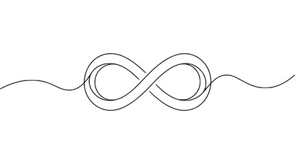 Fototapeta premium Continuous line drawing of an infinity symbol on a white background.