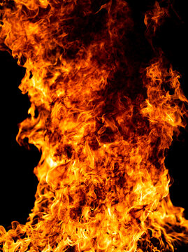 Fire surrounds vivid flame. Fire covers blazing flame. Realistic fire for overlay. Burning fire with heat.