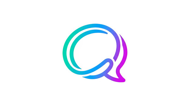 Abstract letter q logo design with vibrant gradient colors isolated on transparent background