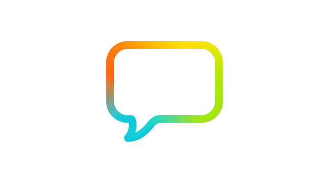 Colorful rainbow speech bubble illustration with gradient effect isolated on transparent background