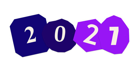 Year 2021 purple tone text collage with typography greetings celebration seasonal creative © Al