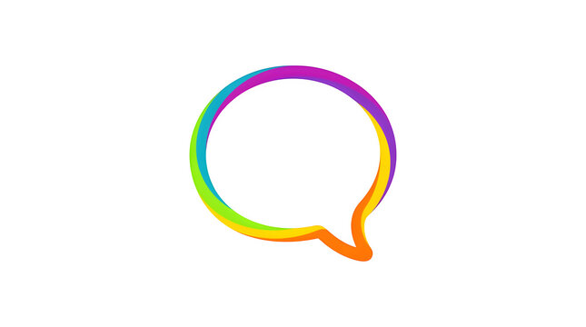 Colorful rainbow speech bubble illustration design element isolated on transparent background