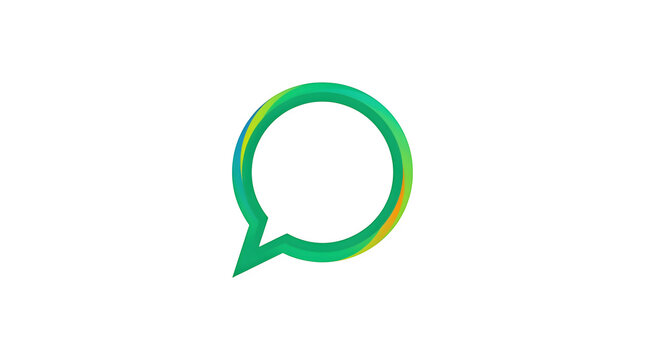 Colorful speech bubble icon with a circular halo effect isolated on transparent background