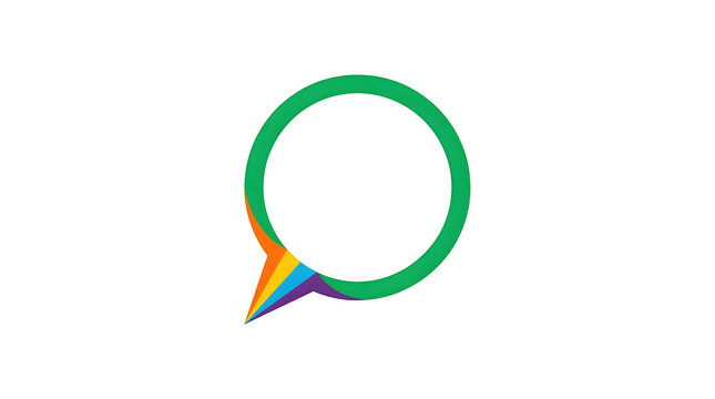 Colorful speech bubble icon with vibrant rainbow gradient isolated on transparent background