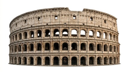 Naklejka premium Colorful graphic illustration of the ancient roman colosseum landmark building isolated on a clean white background isolated on white background
