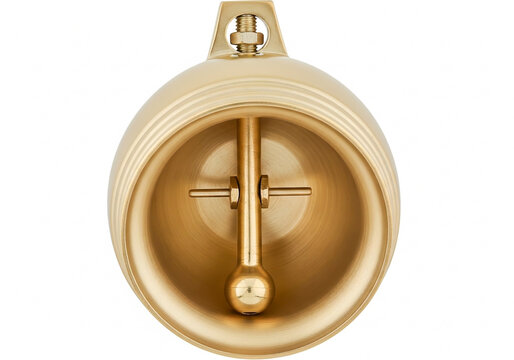 Golden metal cow bell with clapper isolated
