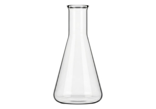 Empty glass erlenmeyer flask for chemistry laboratory use
