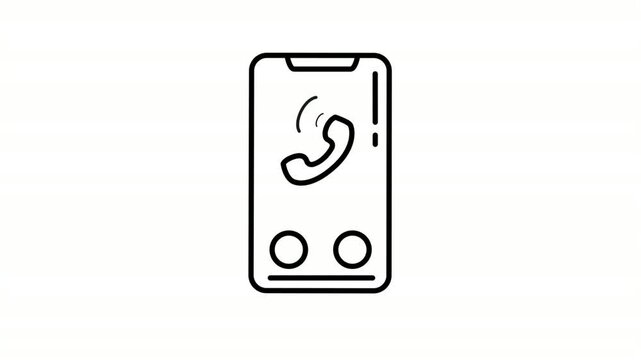 Phone animated icon featuring incoming mobile call screen lines