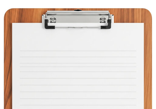 Empty clipboard with blank paper sheet for notes